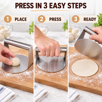 RotiPress Pro™ Stainless Steel Roti & Puri Dough Press