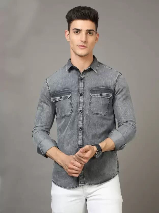 Men's Denim Cotton Sustainable Casual Denim Shirt