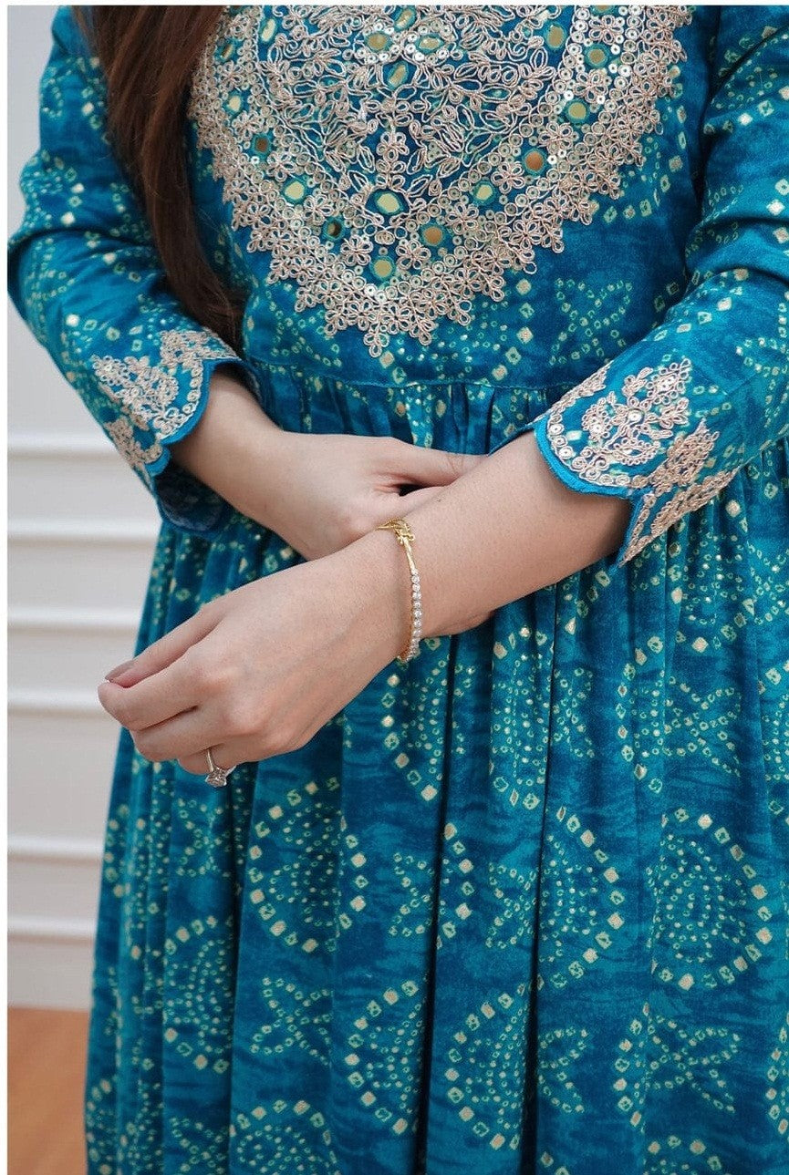 Bollywood Style Partywear Designer Women Blue Sharara Suit Set