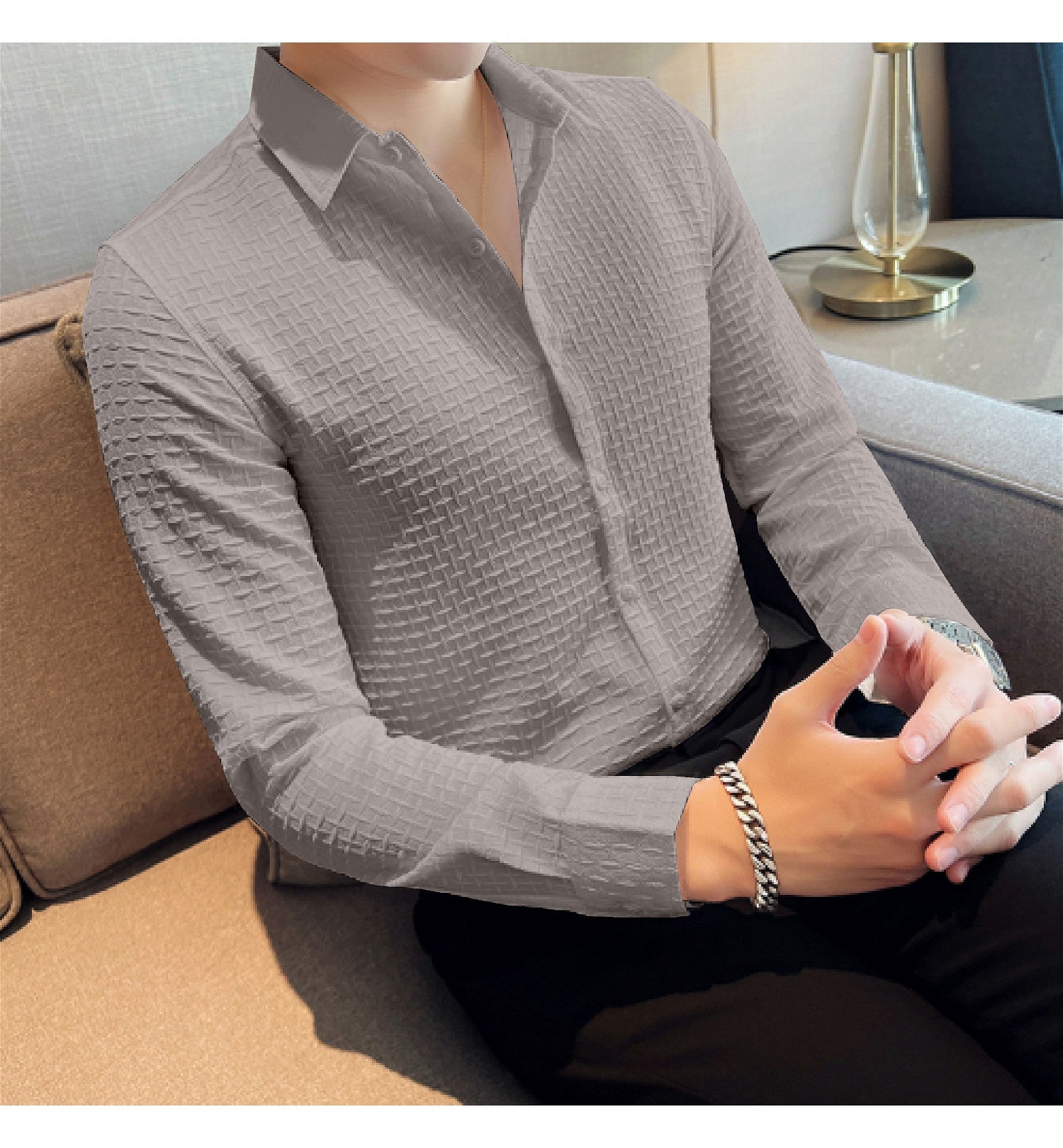 Grey Checks Structured Premium Mens Shirt