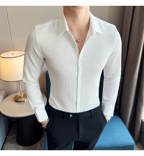 White Checks Structured Premium Mens Shirt