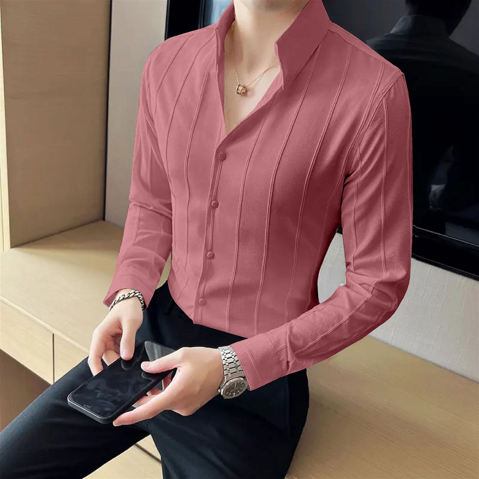 Pink Striped Premium Shirt